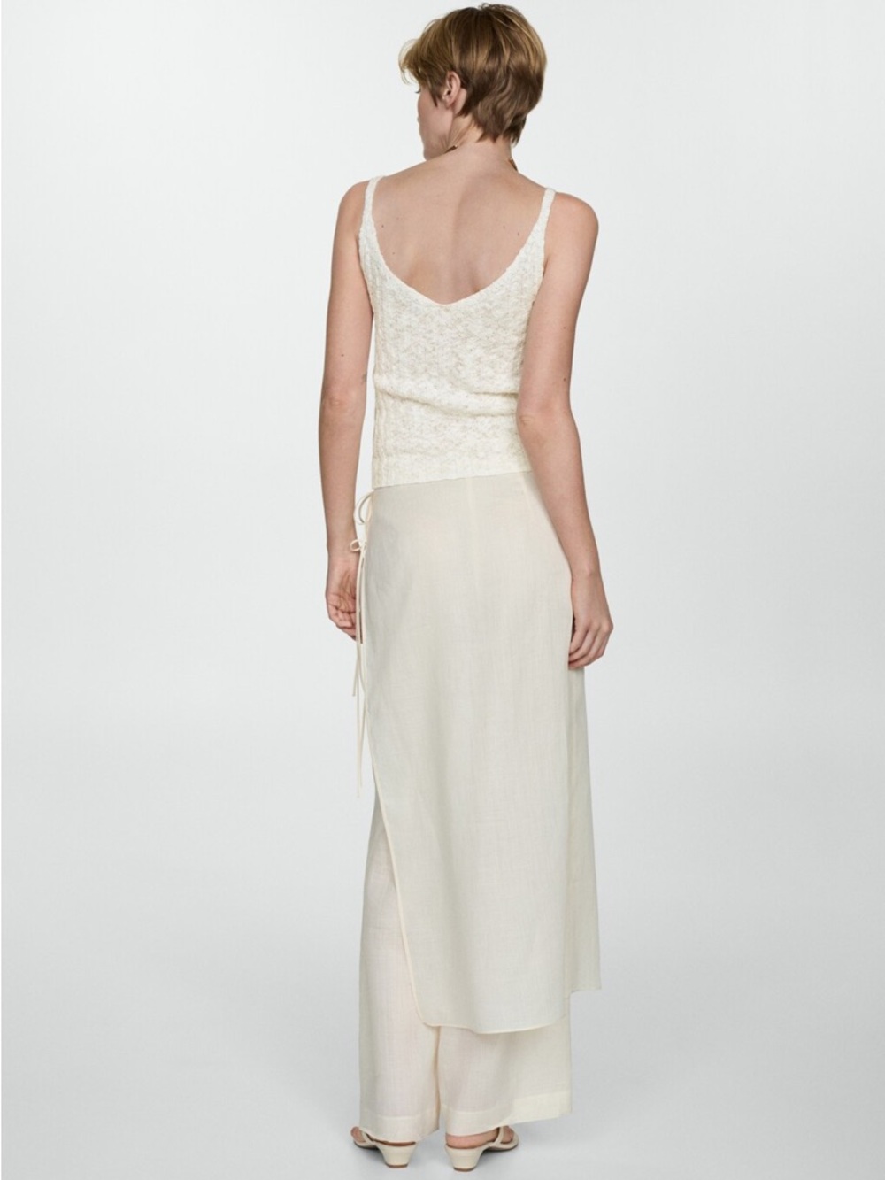 Mango V-Neck Knit Tank Top in Cream - Picture 4 of 7